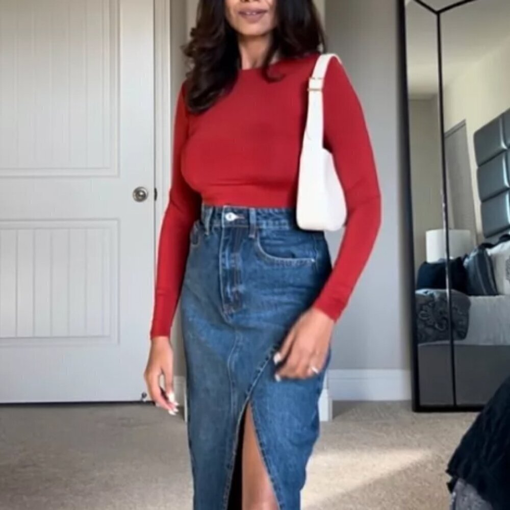 Zara Red Slinky Crop Top
